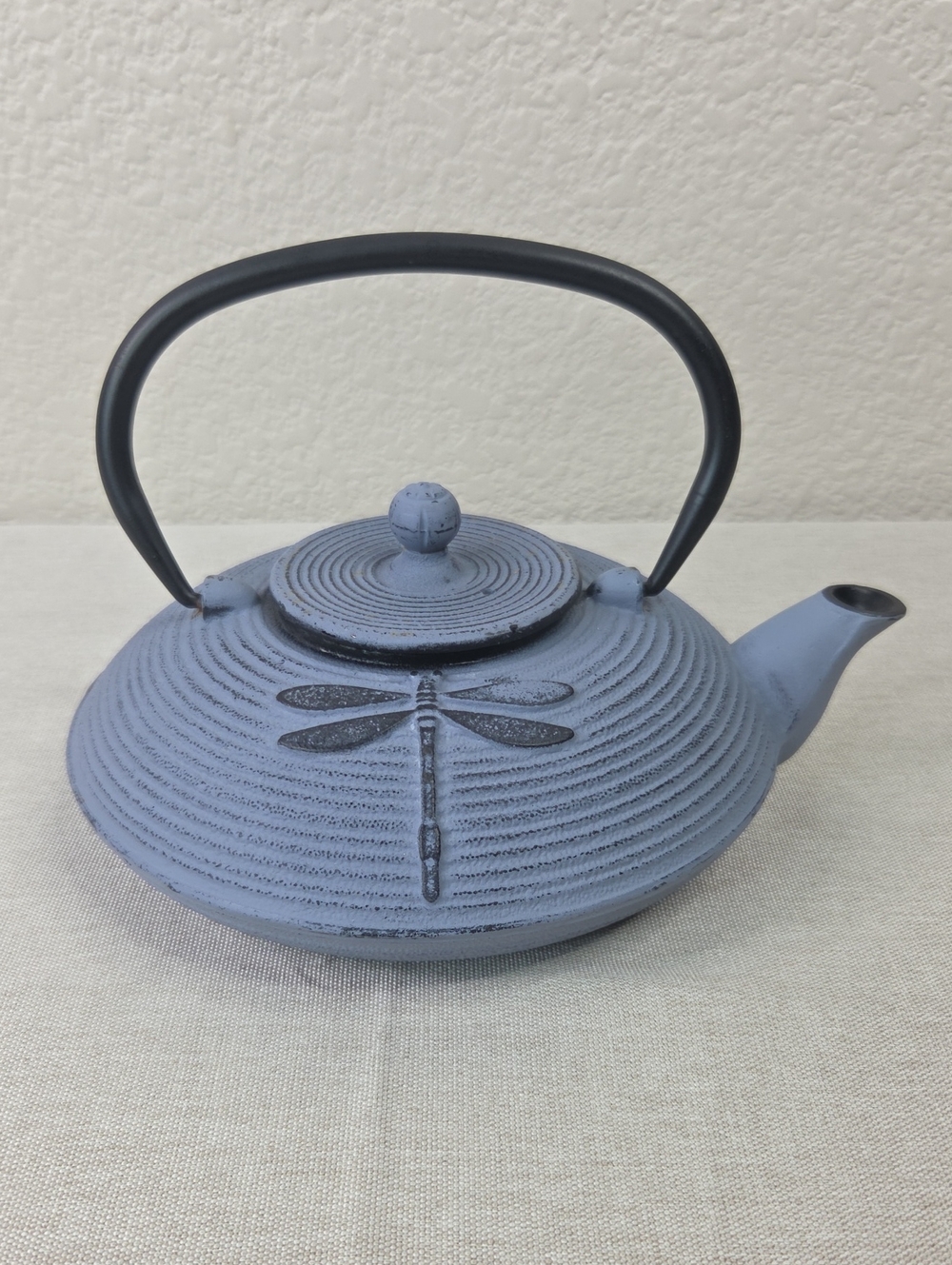 Blue Dragonfly Cast Iron Teapot with Handle